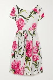 Pink Pleated floral-print silk-twill dress DOLCE amp GABBANA NET-A-PORTER at Net a Porter