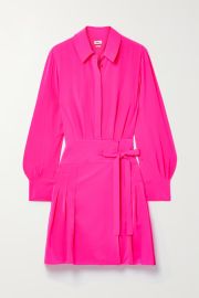 Pink Pleated silk crepe de chine shirt mini dress JASON WU NET-A-PORTER at Net a Porter