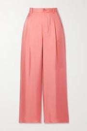 Pink Pleated silk-twill wide-leg pants LAPOINTE NET-A-PORTER at Net a Porter