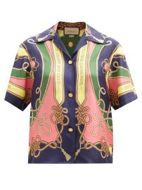 Pink Printed silk short-sleeved shirt  Gucci  FASHION US at Matches