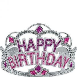 Pink Rhinestone Happy Birthday Tiara at Party City