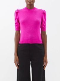 Pink Ruched sleeve cashmere sweater FRAME FASHION US at Matches