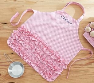 Pink Ruffle Gingham Apron at Pottery Barn