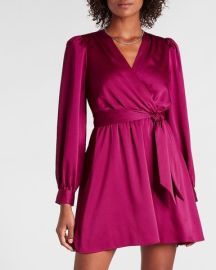 Pink Satin Wrap Dress by Express at Express