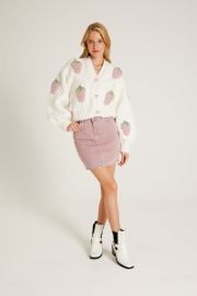 Pink Strawberry White Cardigan Society Mano at Society Mano