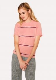 Pink Stripe Cotton Short-Sleeve Sweater at Paul Smith