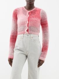 Pink Tie-dyed cropped open-knit cardigan ReDone FASHION US at Matches