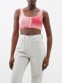 Pink Tie-dyed open-knit cropped top ReDone FASHION US at Matches