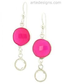 Pink Tourmaline and Quartz Drop Earrings at Arte Designs