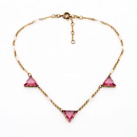 Pink Triangle Crystal Collar Necklace at Fanduoduo