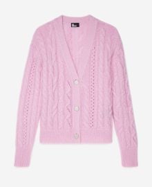 Pink cable-knit wool-blend cardigan The Kooples at The Kooples