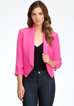 Pink cropped blazer at Bebe