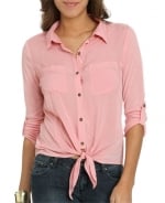 Pink cropped tie front shirt like Magnolias at Wet Seal