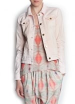 Pink denim jacket at Mango