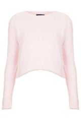 Pink fluffy crop jumper at Topshop