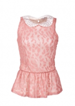 Pink leopard print top with embellished collar at Delias