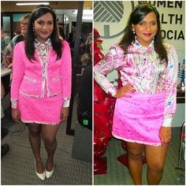 Pink pearl print shirt and jacket at Salvador Perez