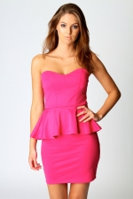 Pink peplum dress at Boohoo at Boohoo