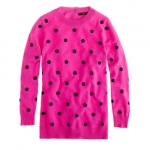 Pink polka dot sweater at J crew at J. Crew