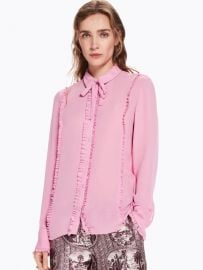 Pink ruffle blouse w bow at Fernweh