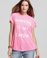 Pink shopping is my cardio tee by Wildfox at Bloomingdales