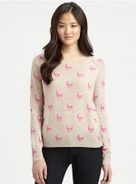 Pink skull sweater by 360 Sweater at Saks Fifth Avenue