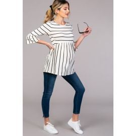 PinkBlush Striped Peplum Ruffle Top at Nordstrom