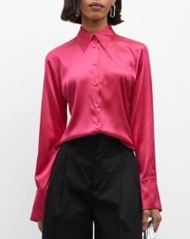 Pinko Silk Satin Button Front Shirt at Neiman Marcus