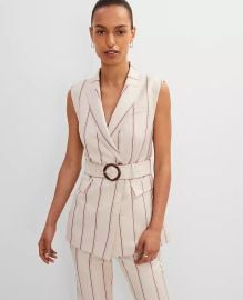 Pinstripe Belted Vest at Ann Taylor