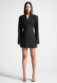 Pinstripe Blazer Dress with Reversible Corset - Black Manire De Voir USA at Manière De Voir