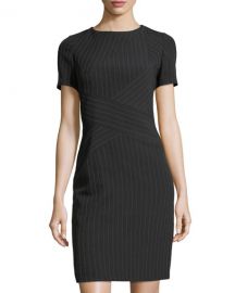 Pinstripe Crisscross Short-Sleeve Dress by Tahari ASL at Last Call