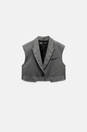 Pinstripe Cropped Flap Vest at Zara