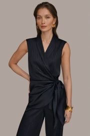 Pinstripe Faux Wrap Top at Donna Karan
