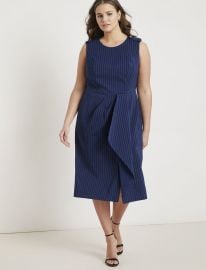 Pinstripe Origami Sheath Dress at Eloquii