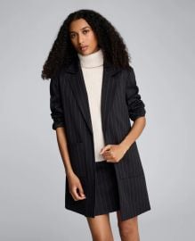 Pinstripe Patch Pocket Open Front Jacket at Kenneth Cole
