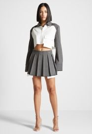 Pinstripe Pleated Skort - Grey Pinstripe Manire De Voir USA at Manière De Voir