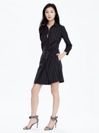 Pinstripe Tie Waist ShirtDress at Banana Republic