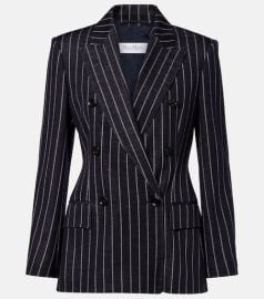 Pinstripe double-breasted jersey blazer at Mytheresa