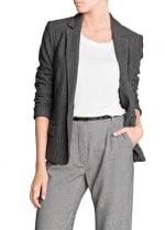 Pinstripe jersey blazer at Mango