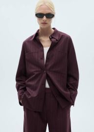 Pinstripe overshirt - Women MANGO OUTLET USA at Mango Outlet