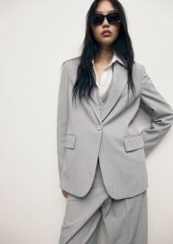 Pinstripe suit blazer - Women MANGO USA at Mango
