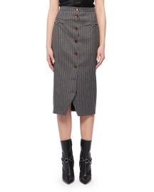 Pinstriped Button-Front Skirt at Bergdorf Goodman