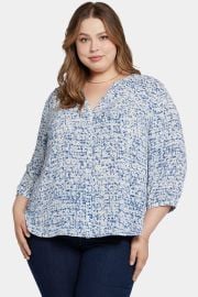 Pintuck Blouse In Plus Size - Waterfall Ice Multi NYDJ at NYDJ