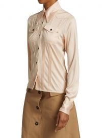 Pintuck Pleat Detail Button-Up Silk Blouse by Victoria Beckham at Saks Fifth Avenue