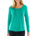 Pintuck henley tee at JC Penney