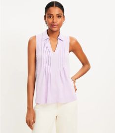 Pintucked Collared Tank Top at Loft