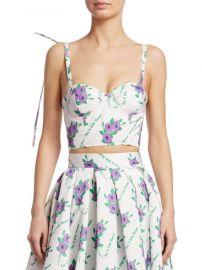 Pintucked Floral Bustier  Rosie Assoulin at Saks Fifth Avenue