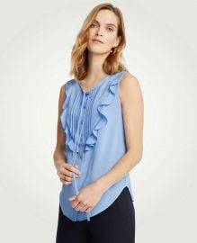 Pintucked Ruffle Bib Shell by Ann Taylor at Ann Taylor