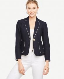 Piped Linen Blend Blazer at Ann Taylor