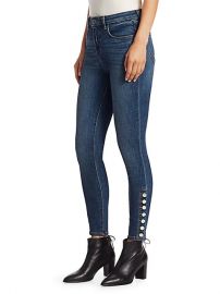 Piper High-Rise Button-Hem Skinny Jeans by L\'Agence at Saks Fifth Avenue